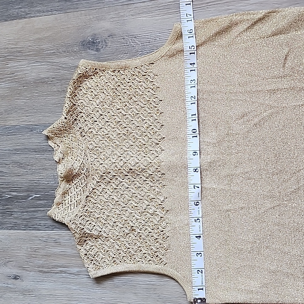 St. John Metallic Gold Sleeveless Blouse - Picture 6 of 16